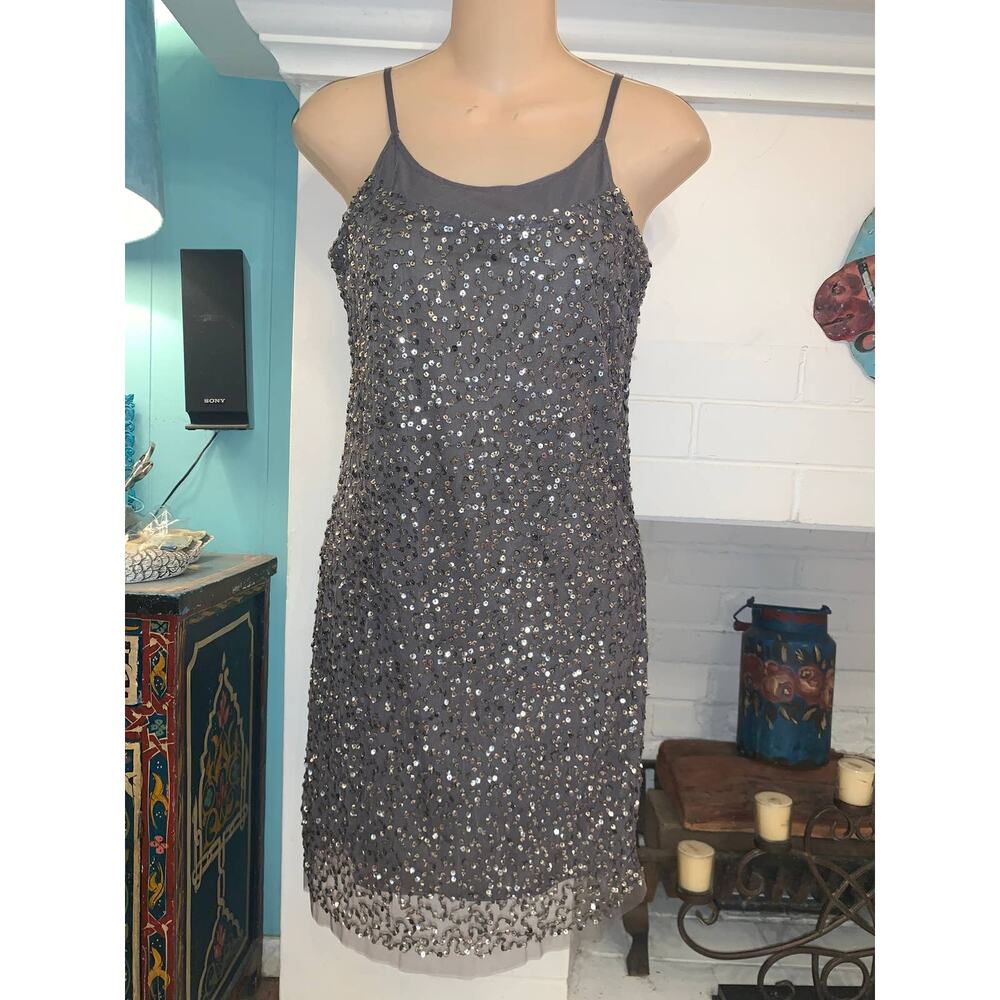 NWT VINTAGE Y2K $248 WALTER BAKER W118 SEQUIN MESH SHIMMER SLIP DRESS XS